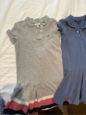 Girls Polo and Lacoste Dress Duo: Navy Polo Dress with Pink & Navy Stripe